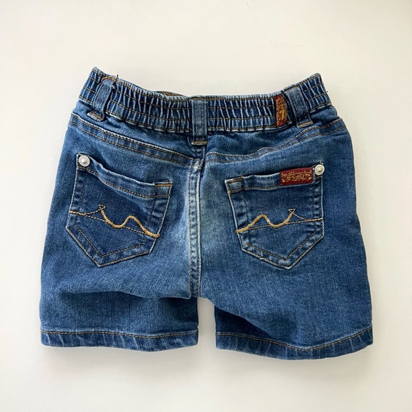 7 For All Mankind Toddler Boys Two Piece Striped Shirt And Denim Shorts - Picture 4 of 6